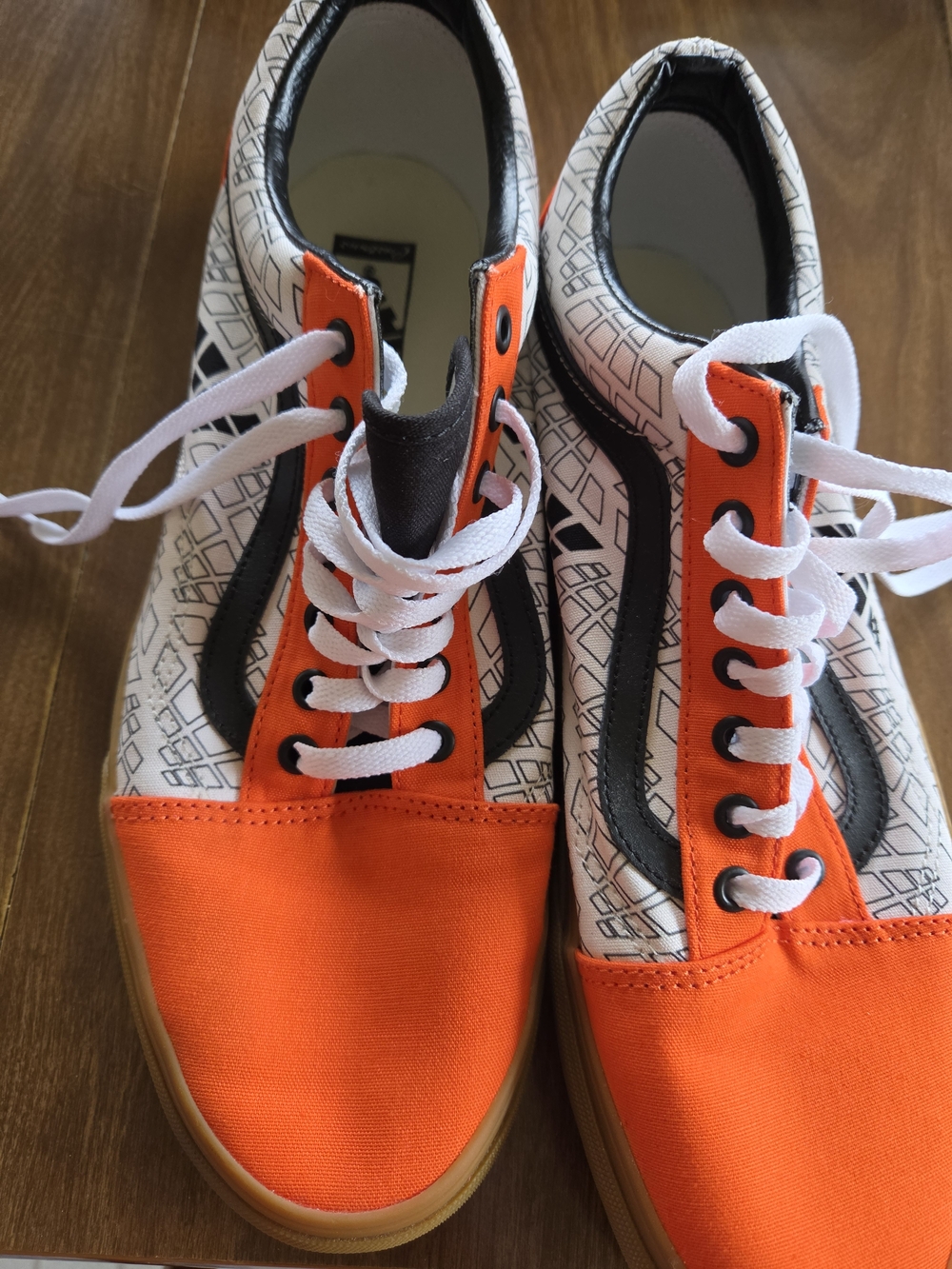 RARE Vans Orange, White & Black Lace-Up Low Top Sneakers